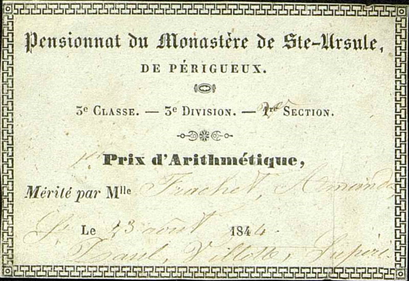 Pensionnat du Monastère S[ain]te-Ursule de Périgueux
