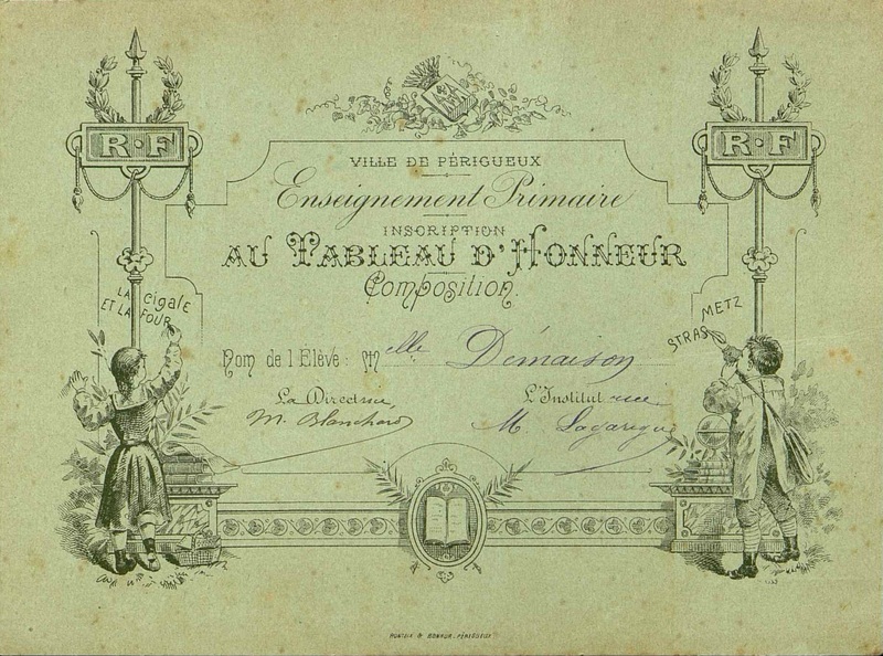 Inscription au Tableau d'Honneur en Composition.
