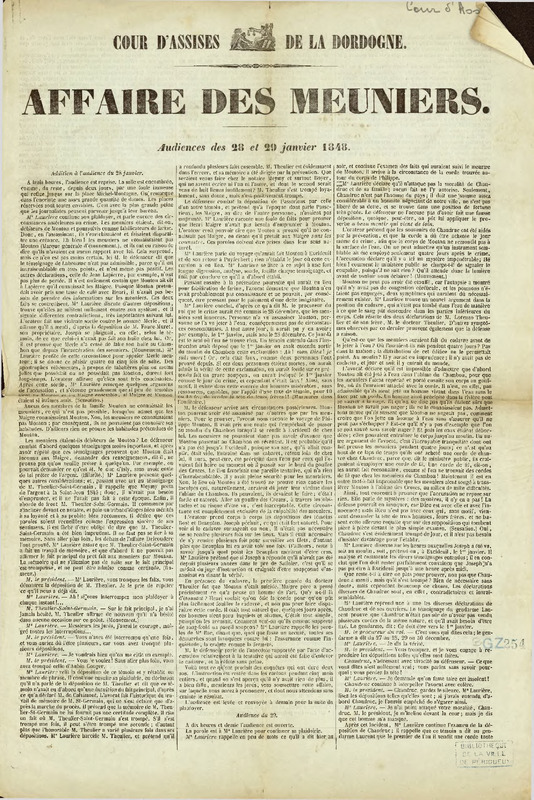 Affaire des meuniers : audience des 28 et 29 janvier 1848