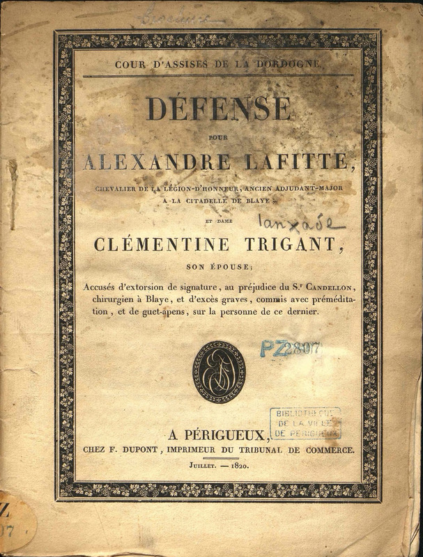 Défense pour Alexandre Lafitte