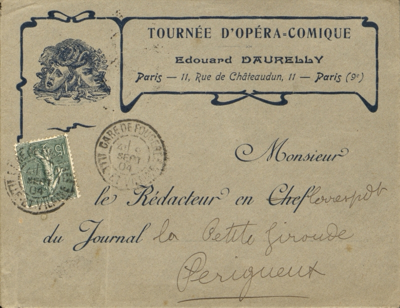 Enveloppe de Tournée d'Opéra-Comique