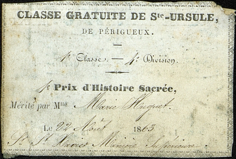 Classe gratuite de S[ain]te-Ursule de Périgueux