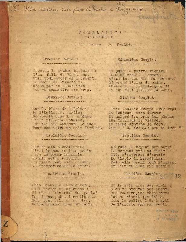 La Fille assassin de la place St-Martin à Périgueux