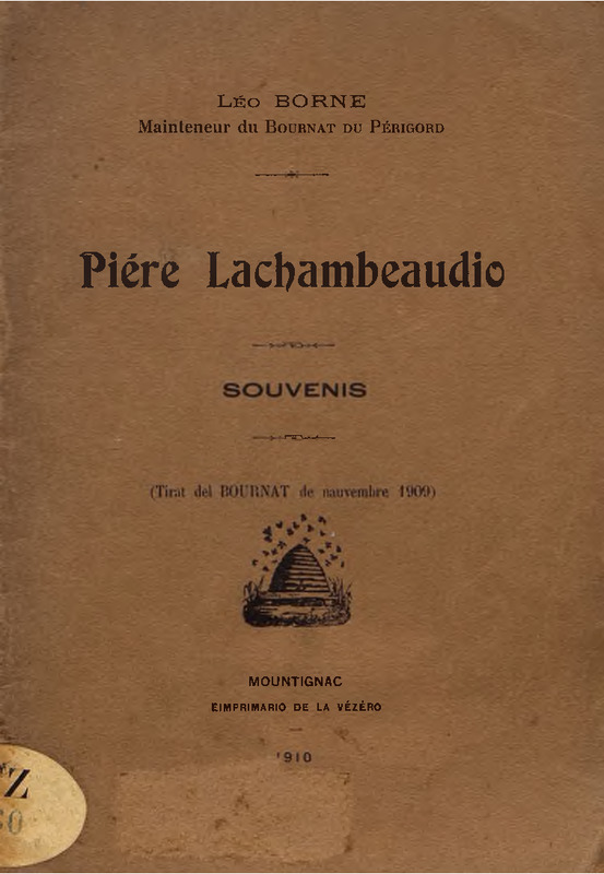 Piére Lachambeaudio : souvenis