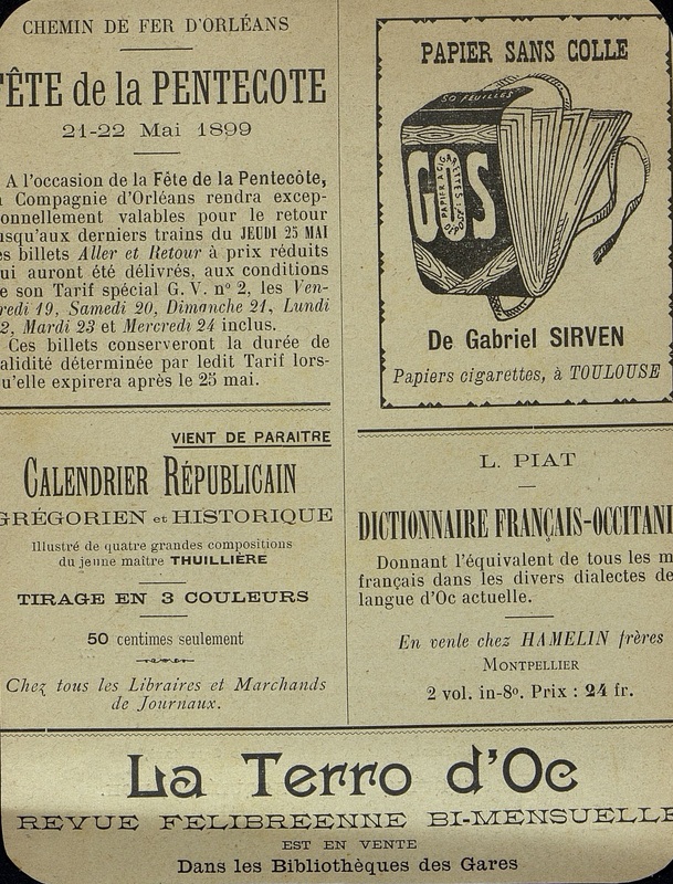 Extrait de journal : publicité pour La terro d'Oc