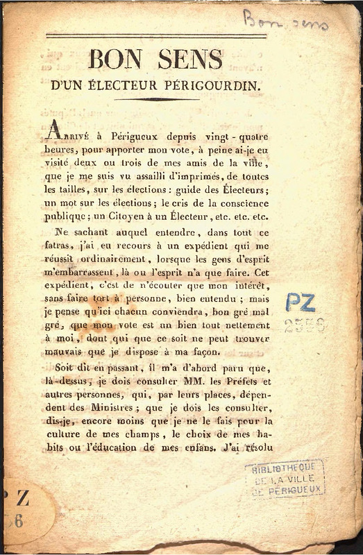 Bon sens d'un électeur périgourdin