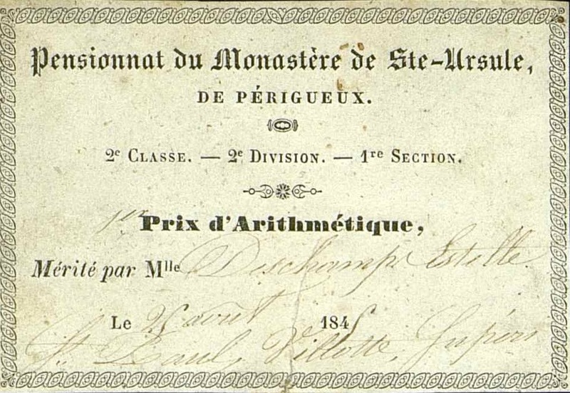 Pensionnat du Monastère de  S[ain]te-Ursule de Périgueux