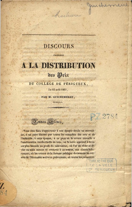 Discours prononcé à la distribution des prix du Collège de Périgueux