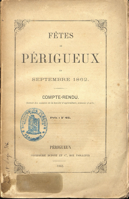 Fêtes à Périgueux en 1862