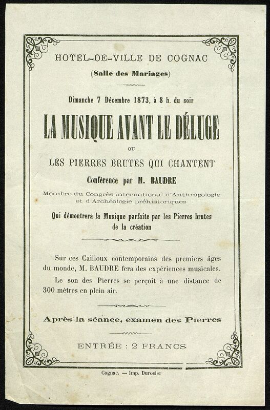 La Musiques avant le déluge : conférence