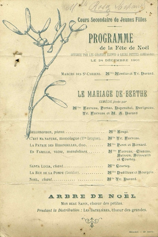 Programme de la Fête de Noël  du Cours Secondaire de Jeunes filles Rosa Lachaud