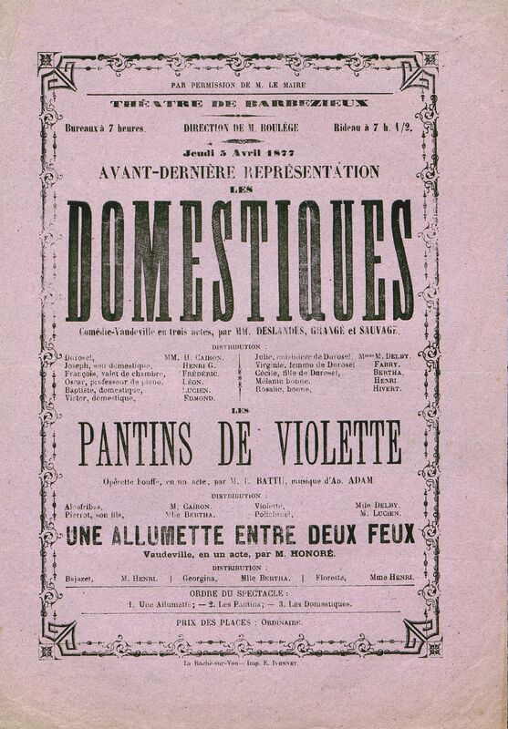 Les Domestiques, comédie-vaudeville en trois actes