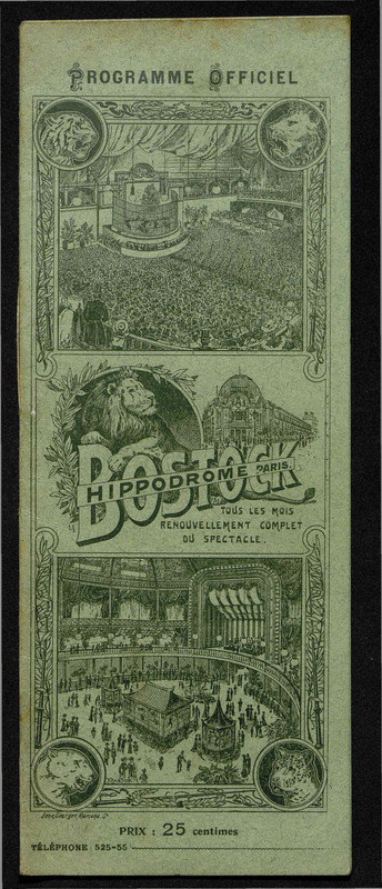 Bostock Hippodrome Paris. Programme officiel