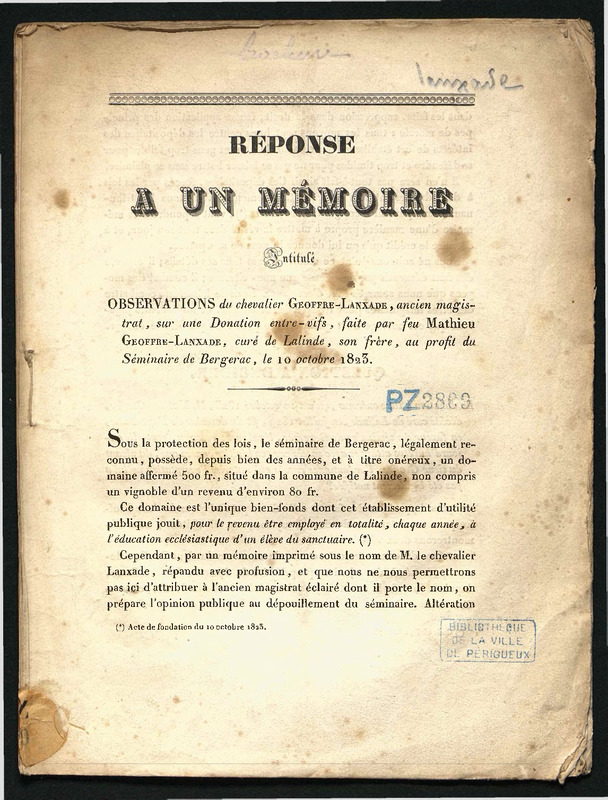 Réponse à un mémoire