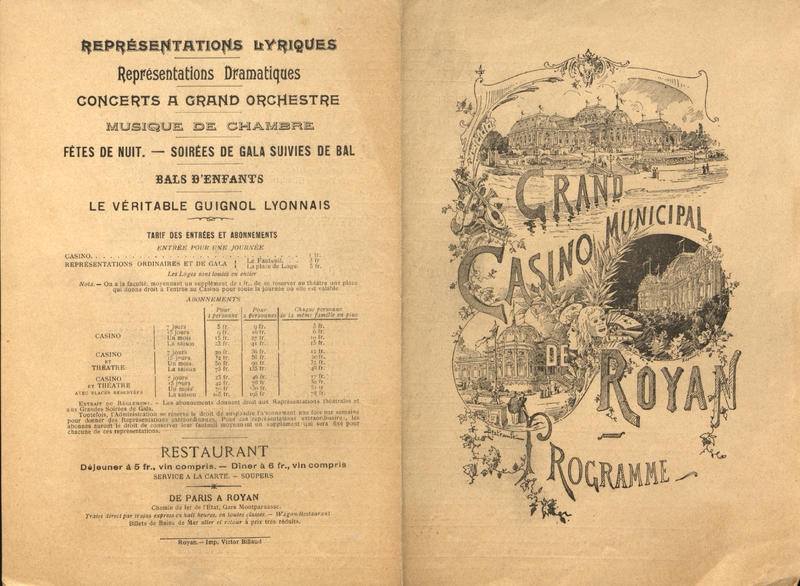 Programme du Grand Casino Municipal de Royan