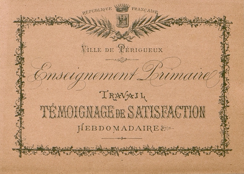 Enseignement primaire. Ville de Périgueux. Travail.