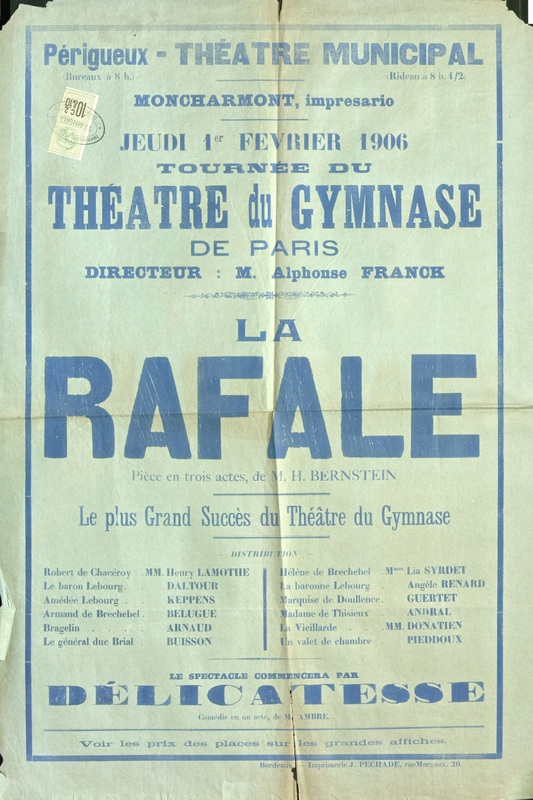 La Rafale pièce en trois actes