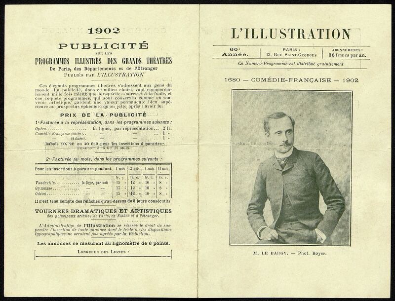 L'Illustration : programme 1680-1902 Comédie française