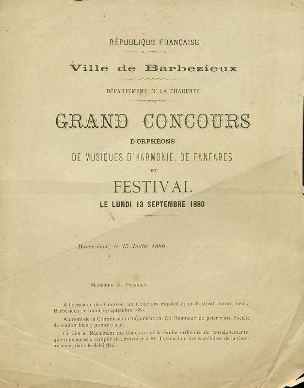 Grand concours d'orphéons de musiques d'harmonie, de fanfare et festival