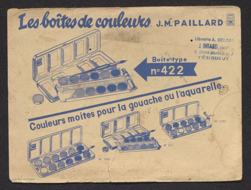 Les boîtes de couleurs [buvard publicitaire.]